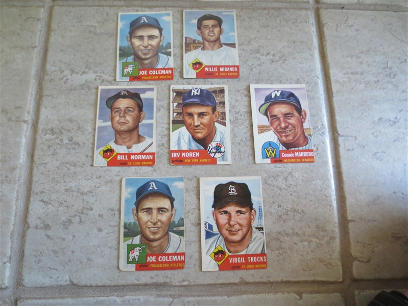 (7) 1953 Topps baseball cards in affordable condition