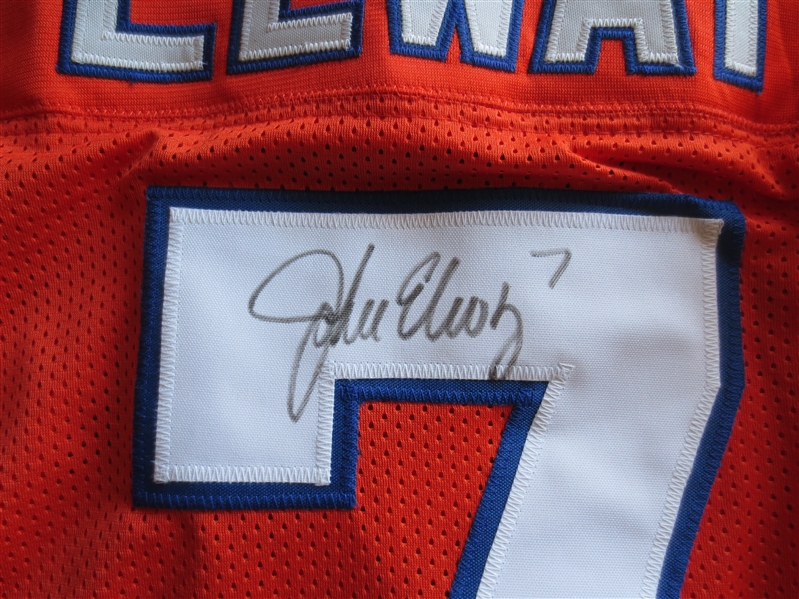Autographed John Elway 7 Denver Broncos football jersey with hologram