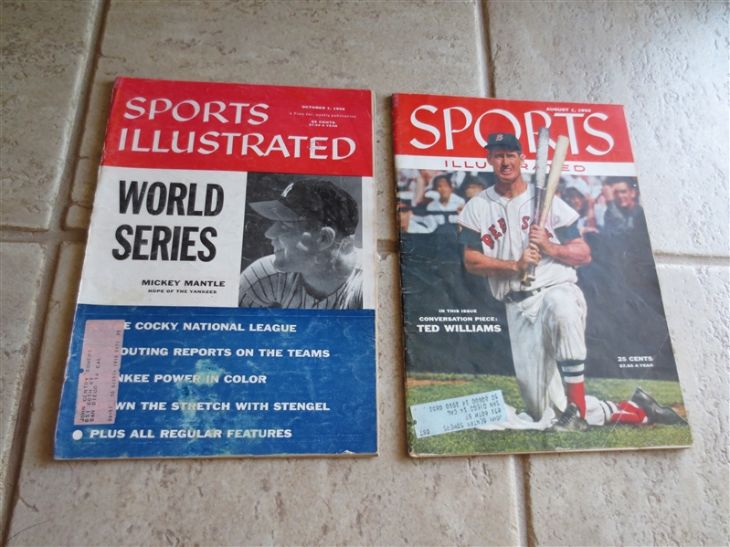1956 Sports Illustrated with Mantle cover + 1955 Sports Illustrated with Ted Williams cover