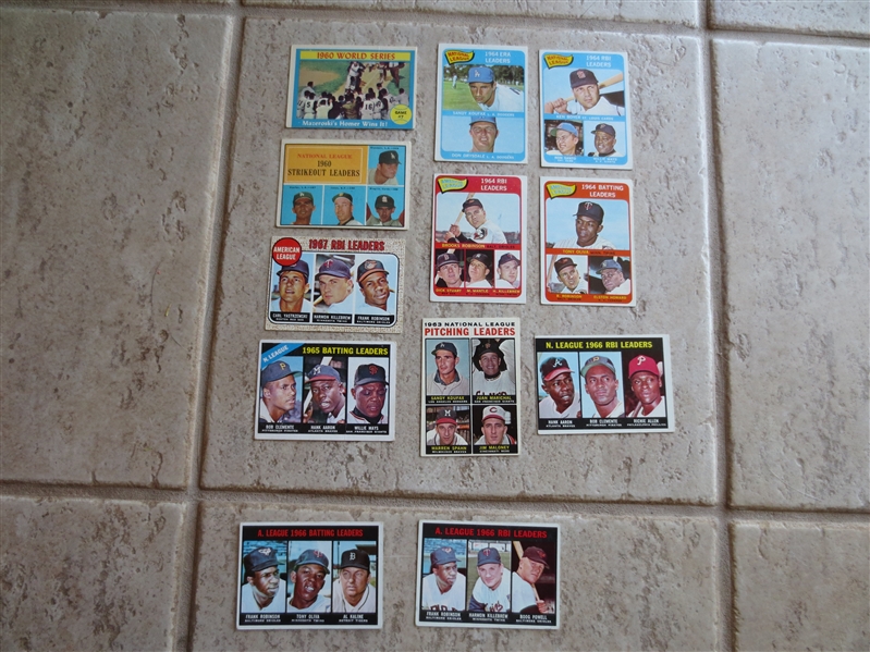 (12) 1960's Topps Leaders baseball cards with numerous Hall of Famers