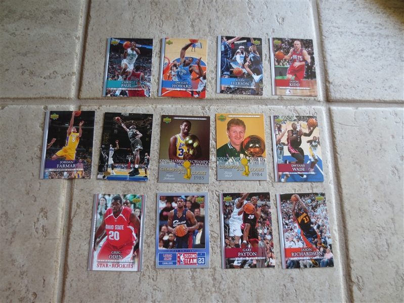 (13) Upper Deck Basketball cards including Shaq, Magic, Larry Bird, Dwayne Wade, more