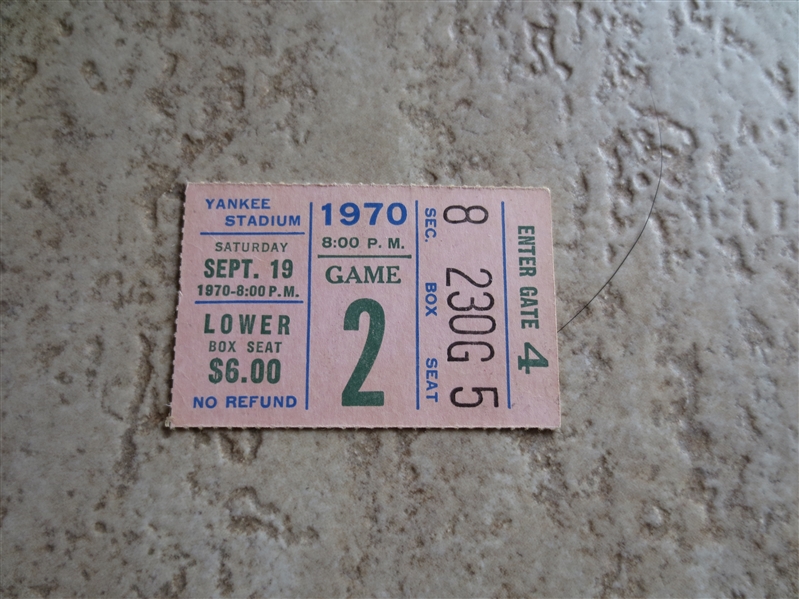 September 19, 1970 Chicago Bears at New York Giants football ticket stub