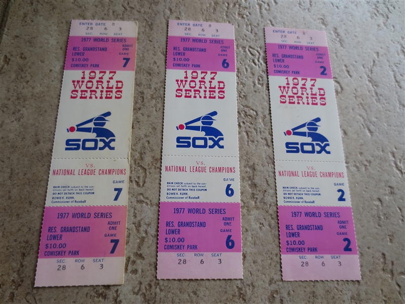 (3) Phantom 1977 World Series Tickets Chicago White Sox