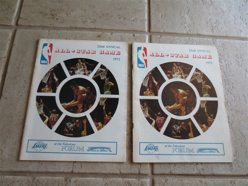 (2) 1972 NBA All Star Basketball Programs Wilt, Kareem, Big O, West, Frazier, Havlicek