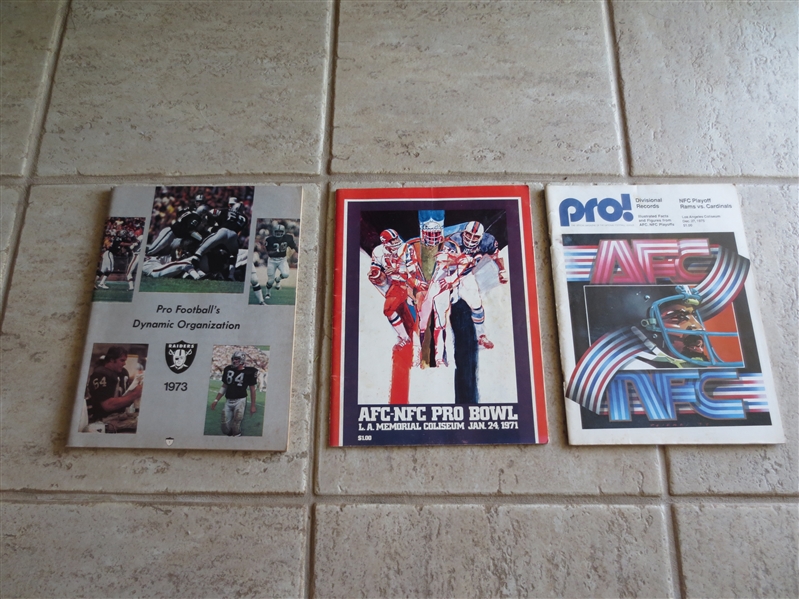 (3) Tough to find vintage football publications: 71 Pro Bowl, 75 playoffs, 1973 Raiders