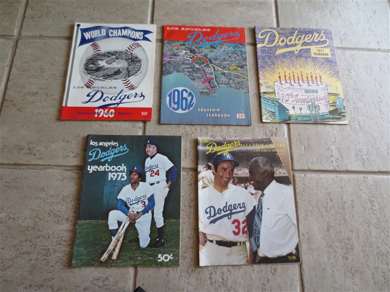 1960, 62, 71, 73 Los Angeles Dodgers yearbooks + Koufax/Robinson Pictorial