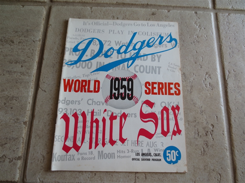 1959 World Series unscored baseball program Chicago White Sox at Los Angeles Dodgers