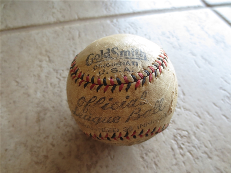 Autographed Babe Ruth Sweet Spot Multi-signed Official Goldsmith League Baseball with red/black stitching