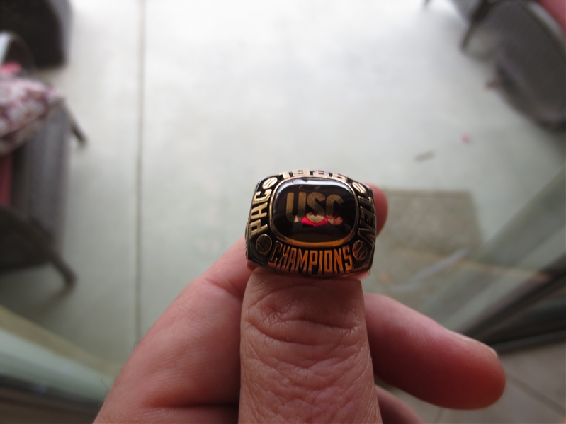 1985 USC PAC 10 Basketball Champions 10K Gold Player Ring Marcus Cotton Size 11