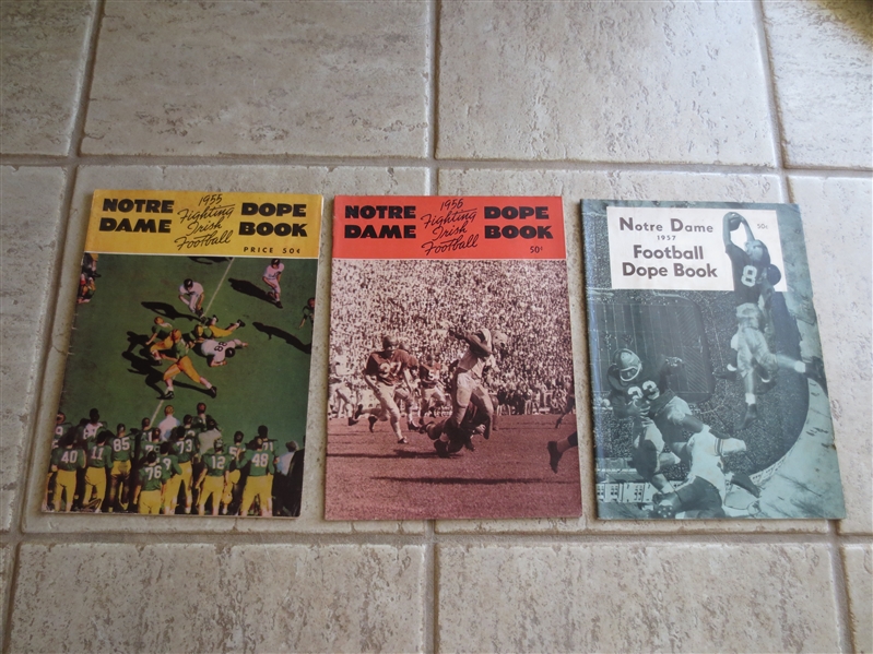 1955, 56, 57 Notre Dame Football Dope Books  TOUGH to find