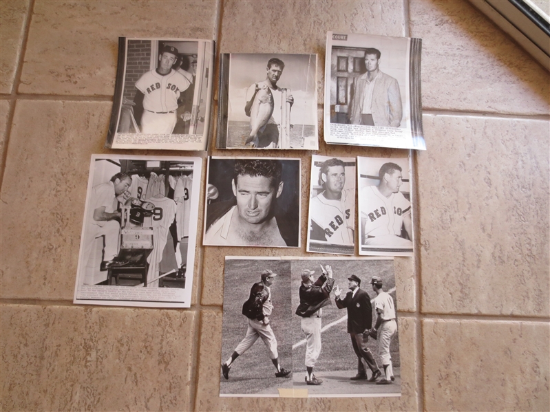(8) Ted Williams press photos with 7 from the 1950's