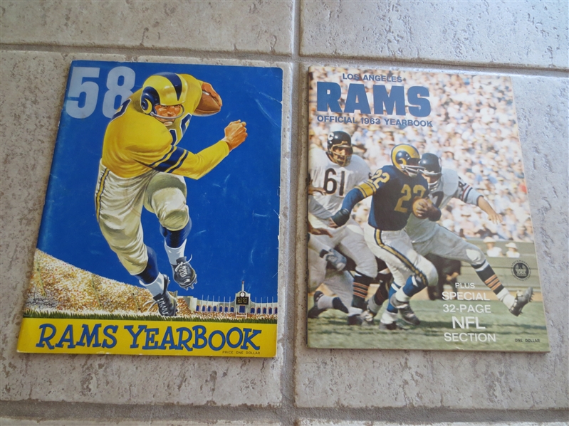 1958 Los Angeles Rams football yearbook (1st one ever) + 1963 Rams Yearbook