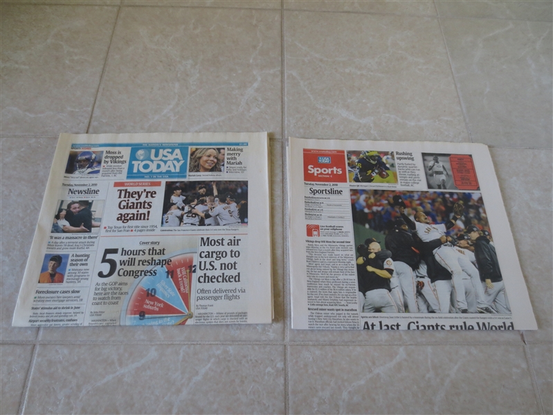 2010 USA Today Full Newspaper San Francisco Giants win the World Series!