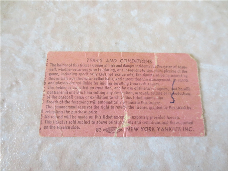 1940's-50's New York Yankees exhibition game ticket A Game