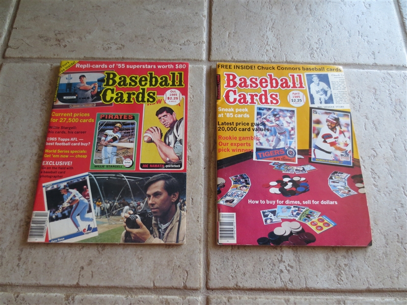 (2) issues of Baseball Cards Magazine April 1985 & October 1985 Nice covers