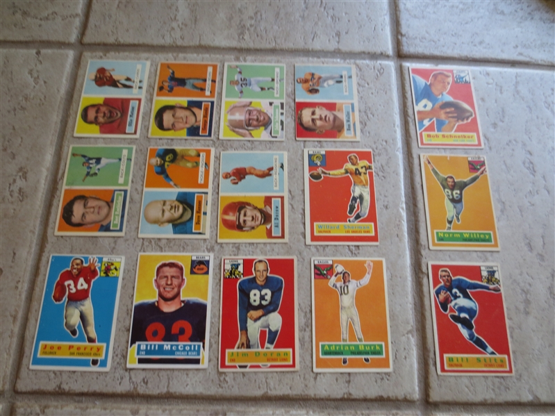 (15) 1956 and 1957 Topps football cards with some Hall of Famers