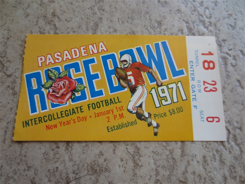 1971 Rose Bowl football ticket in beautiful condition