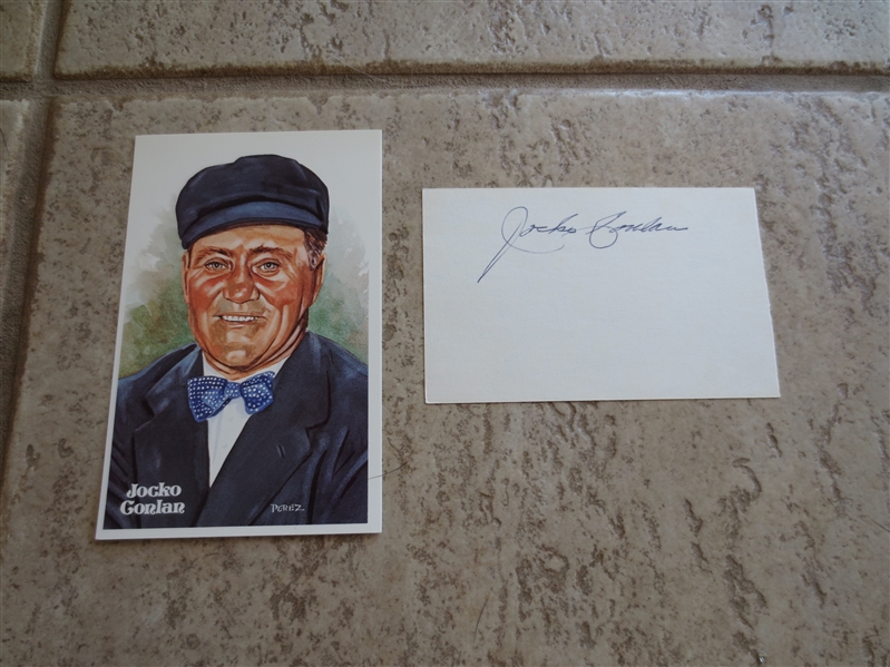 Autographed Jocko Conlan 3 x 5 card + Perez Steele card