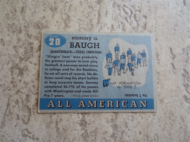 1955 Topps All-American Sammy Baugh football card #20 in affordable condition