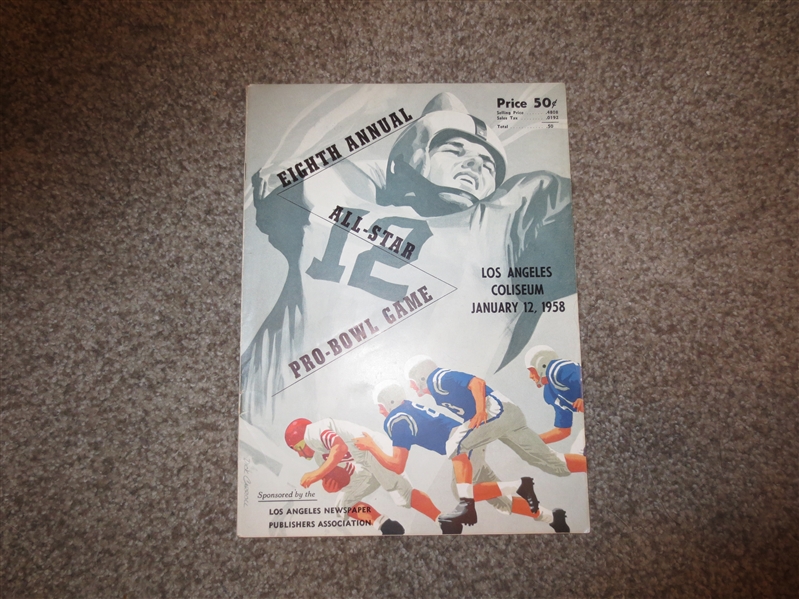 1958 Pro Bowl 8th Annual All-Star Football program Jim Brown, Unitas, Tittle, more