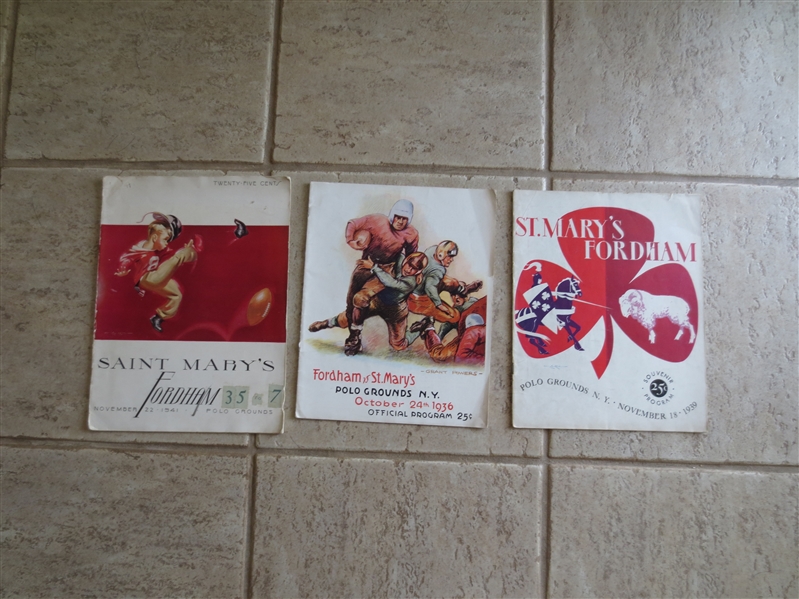 1936, 39, 41 Fordham vs. St. Mary's football programs with Vince Lombardi