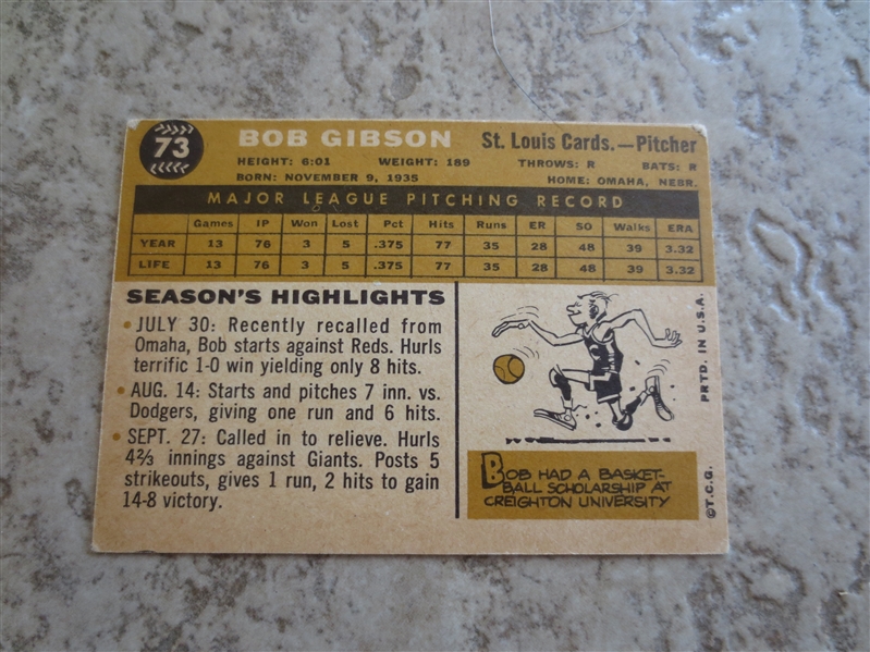 1960 and 1969 Topps Bob Gibson baseball cards
