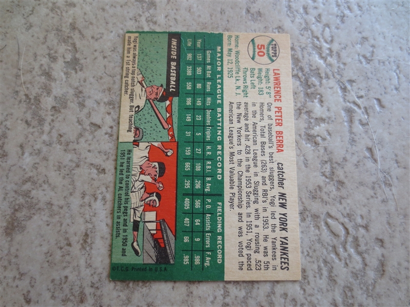 1954 Topps Yogi Berra baseball card #50 in affordable condition