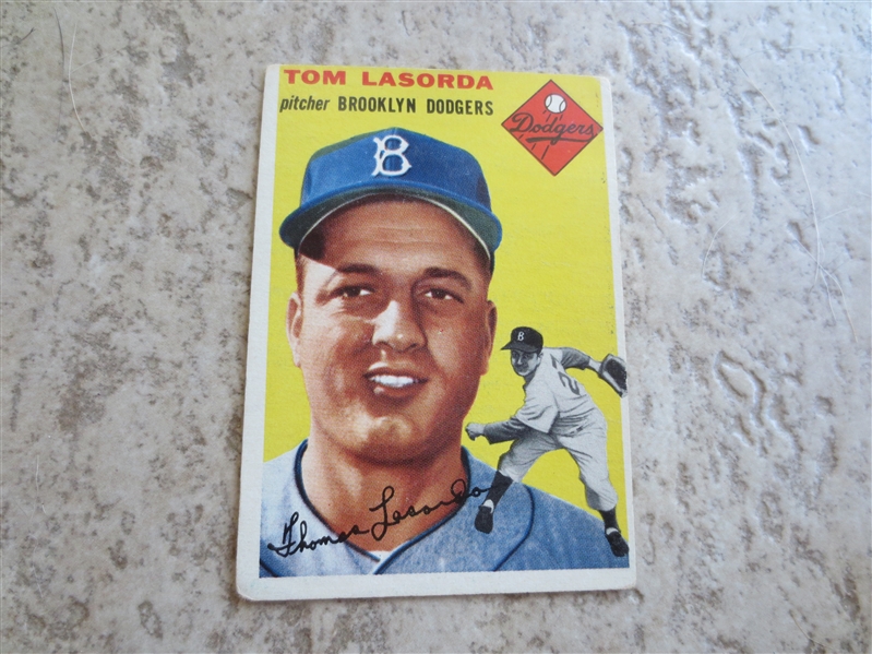 1954 Topps Tom Lasorda rookie baseball card #132