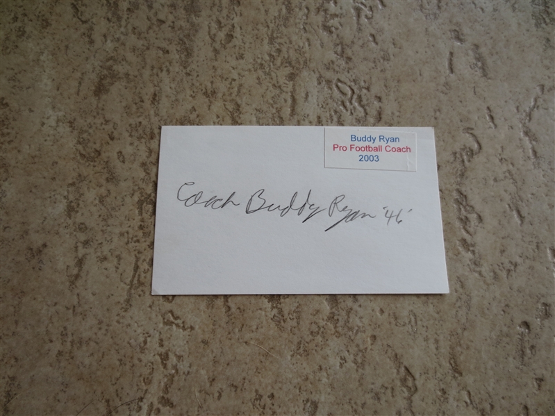 Autographed Buddy Ryan 3 x 5 football coach Philadelphia Eagles, Arizona Cardinals
