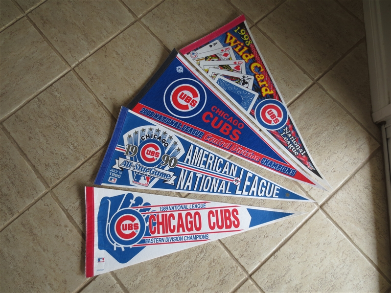 (4) different Chicago Cubs baseball pennants