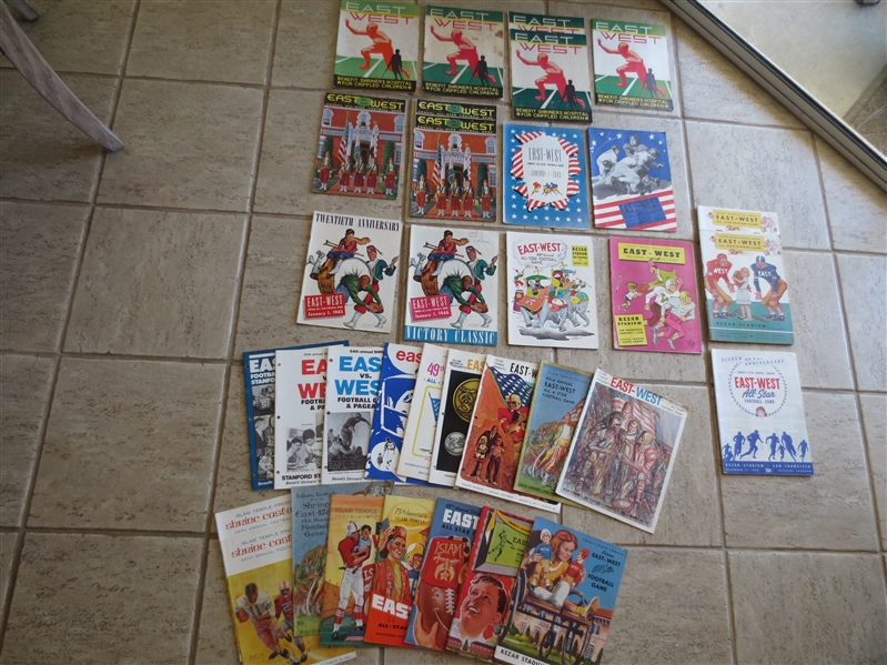 (33) 1934-82 East West Shriners college football programs in assorted conditions
