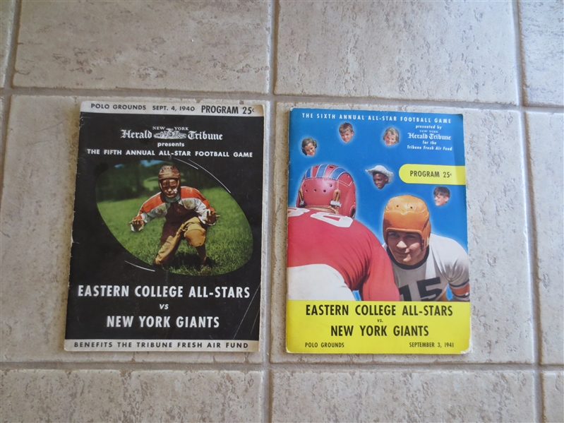 1940 & 1941 Herald Tribune Eastern College All-Stars vs. New York Giants football programs