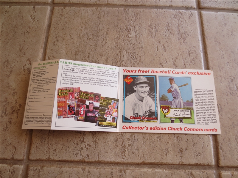 1985 Collector's Edition Chuck Connors baseball cards---gift from SCD and Baseball Cards Magazine