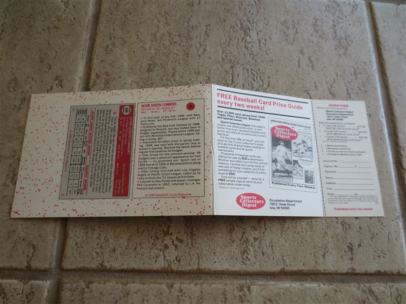 1985 Collector's Edition Chuck Connors baseball cards---gift from SCD and Baseball Cards Magazine