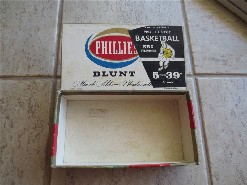 1958 Phillies Cigars Pro/College Basketball NBC Television Empty Advertising Box
