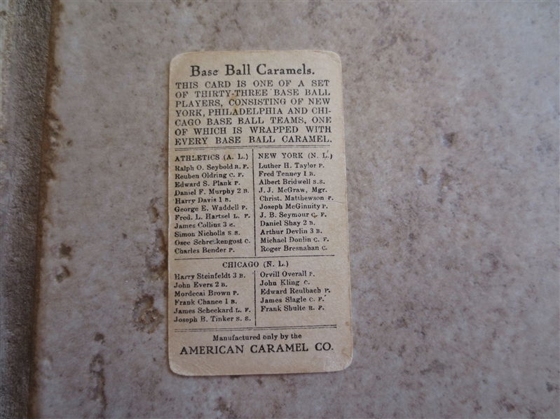 1909-11 American Caramel E91 set B Frank Shulte Chicago N.L. baseball card  Tough to find
