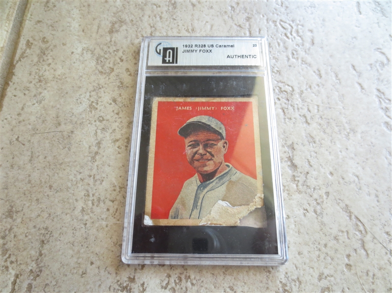 1933 U.S. Caramel Jimmy Foxx GAI Authentic baseball card #23 in affordable condition