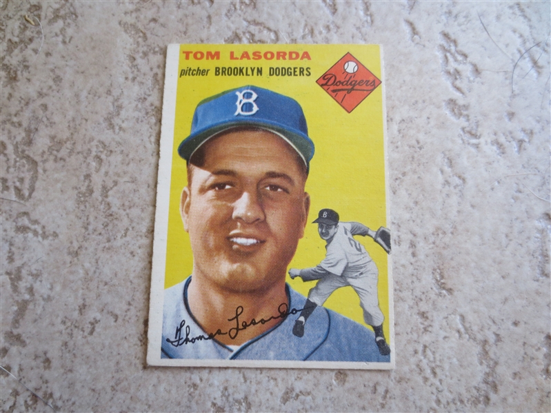 1954 Topps Tom Lasorda rookie baseball card #132  Hall of Famer     2