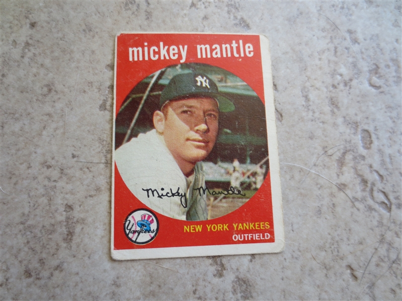 1959 Topps Mickey Mantle baseball card #10 in affordable condition