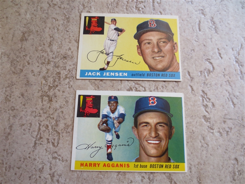 1955 Topps Harry Agganis + 1955 Topps Jack Jensen baseball cards in very nice condition