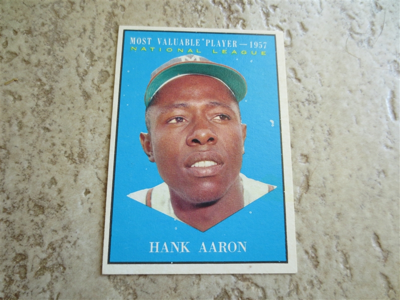 1961 Topps Hank Aaron MVP baseball card #484 in very nice condition