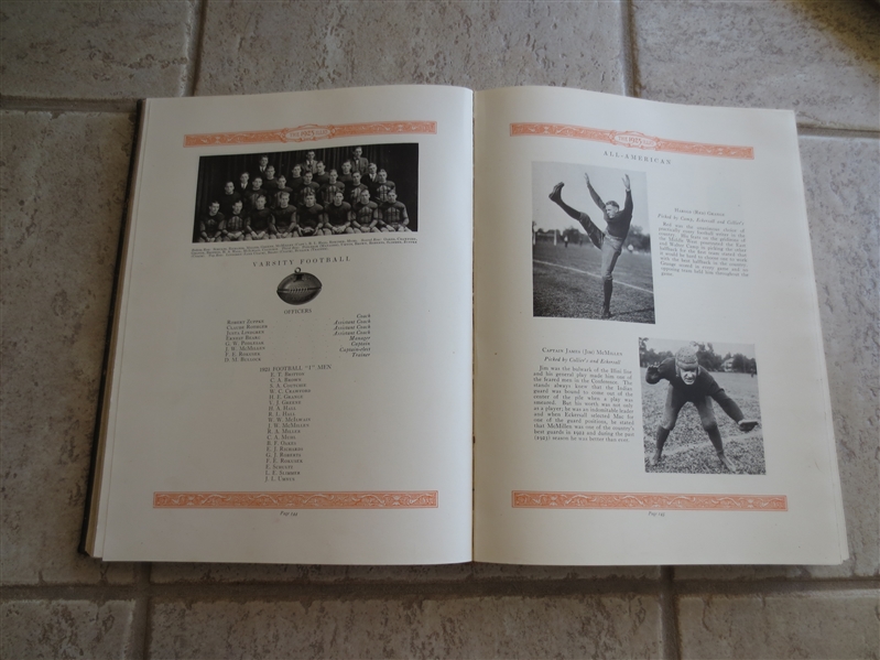 1925 Illio University of Illinois Yearbook analyzes 1923 season with Red Grange in his first season