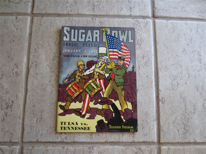 1943 Sugar Bowl football program Tulsa vs. Tennessee in very nice shape