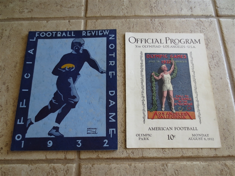 1932 Notre Dame Football Review PLUS 1932 Olympic -American football program