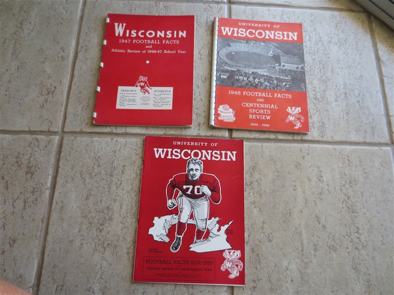 1947, 48, 50 University of Wisconsin football media guides in very nice condition  VERY RARE