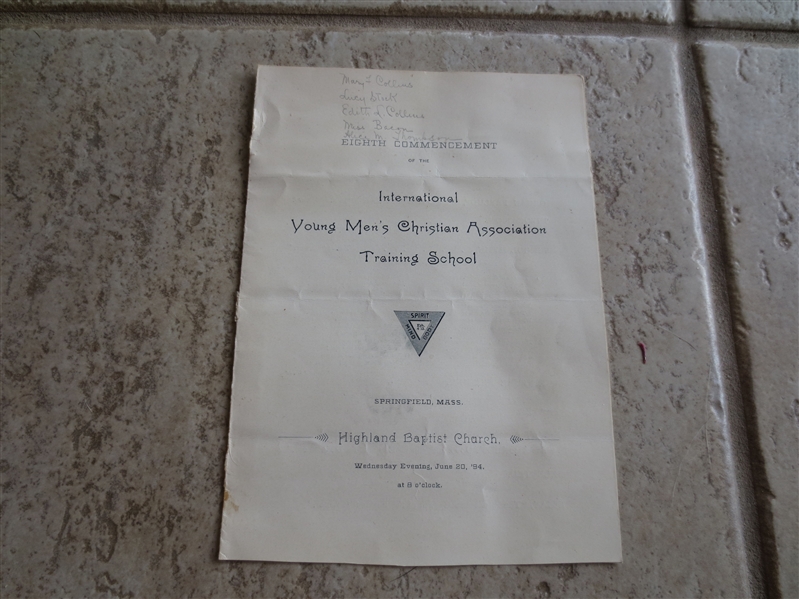 1894 YMCA International Training School Springfield, Mass. 8th Commencement Program