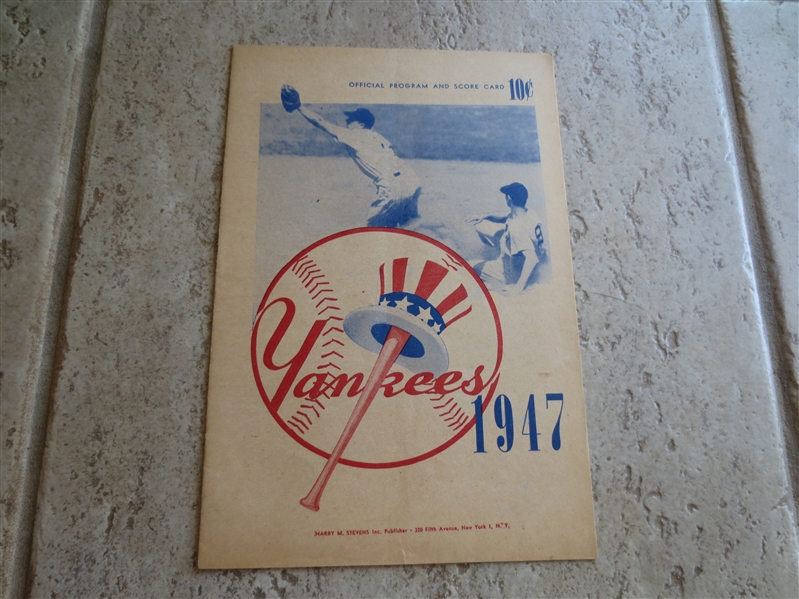 1947 Philadelphia A's at New York Yankees unscored baseball program   DiMaggio, Berra, Rizzuto
