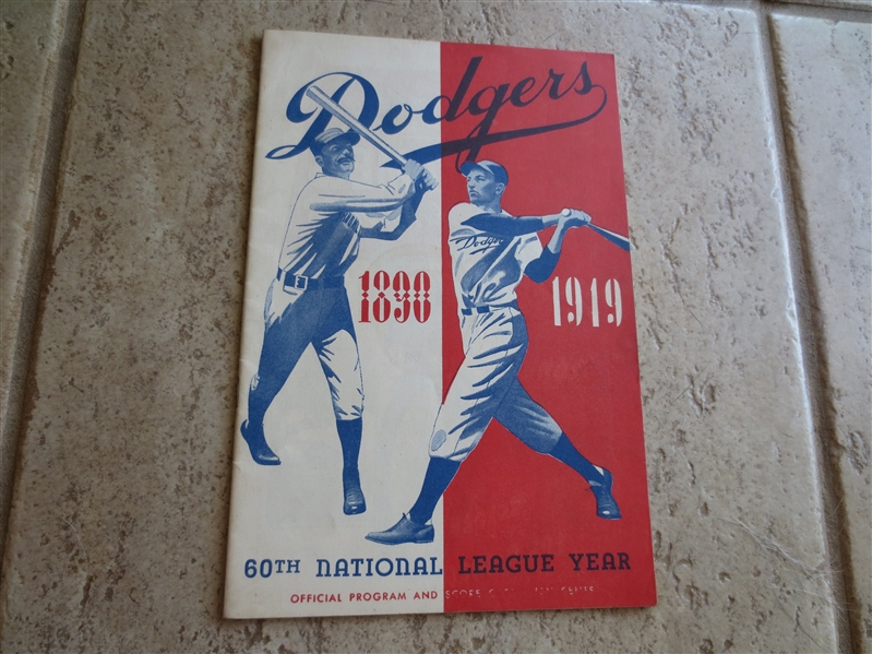 1949 Brooklyn Dodgers vs. New York Giants scored baseball program 
