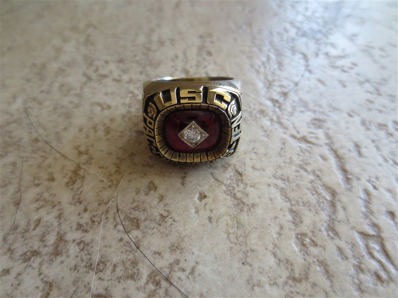 1985 USC Rose Bowl Pac 10 Championship Football Gold Ring Hanahan