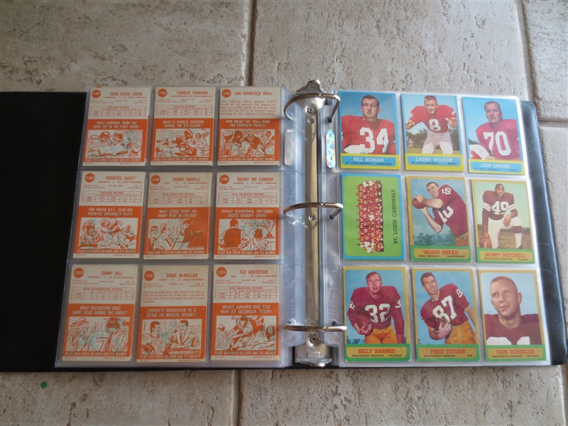 1963 Topps Football Card Complete Set minus Grier and Dowler